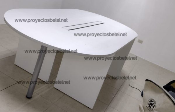 Mesa de conferencia o para sala de reuniones de 4 piezas en melamina color blanco