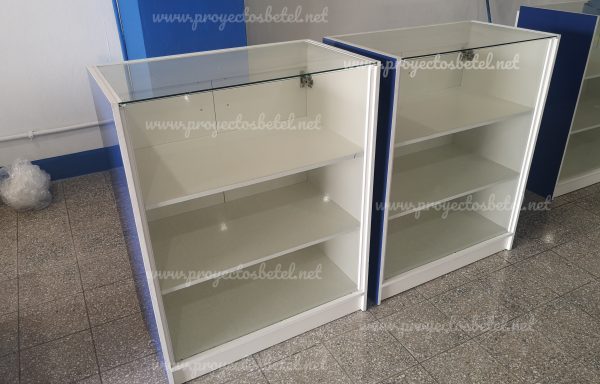 Mostrador de melamina y vidrio