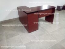Escritorio en L, de melamina, con credenza, fabrica de muebles, fabrica de mobiliario, muebles guatemala