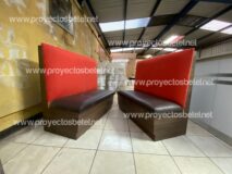 Banca para restaurante fabricada en melamina y cuerina esponja de alta densidad fabrica Proyectos Betel en Guatemala