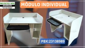 Estacion de trabajo individual de melamina con pasacables, porta teclado espacio para CPU