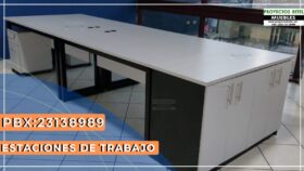 Estaciones de trabajo tipo co working con credenza