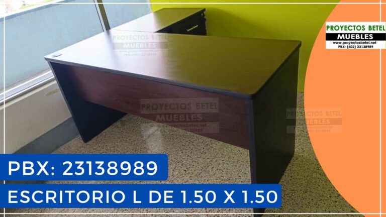 Escritorio en L de melamina con gavetas, fabrica de muebles, muebles de oficina, mobiliario, muebles mixco