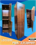 locker fabricado en melamina con jalador, chapa y puerta con ranura