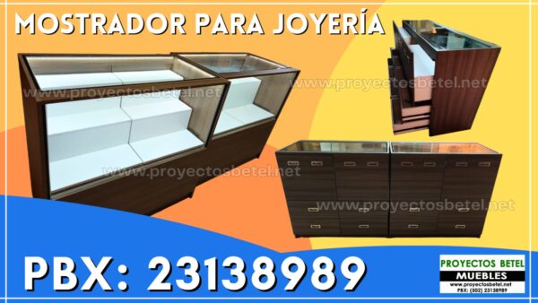Mueble para joyeria mostrador exhibidor en melamina Guatemala