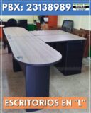 Escritorio fabricado en estructura metalica y top en melamina