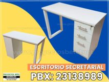Escritorio secretarial lineal en melamina y pata de tubo cuadrado de 2x2 metalica