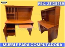 Escritorio lineal para computadora en melamina con espacio para librera y porta teclado fabricado por Proyectos Betel Guatemala muebles de oficina