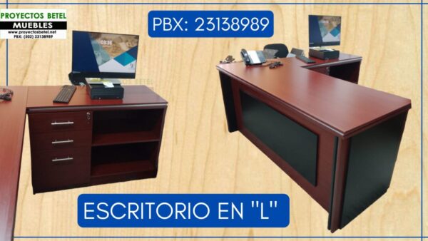 escritorio gerencial en melamina y adornos de formica aluminio