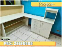 parte interna de un mueble para recepcion fabricado en melamina